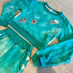 Lola & The Boys Teal Tie-Dye Sweatshirt and Joggers Set
